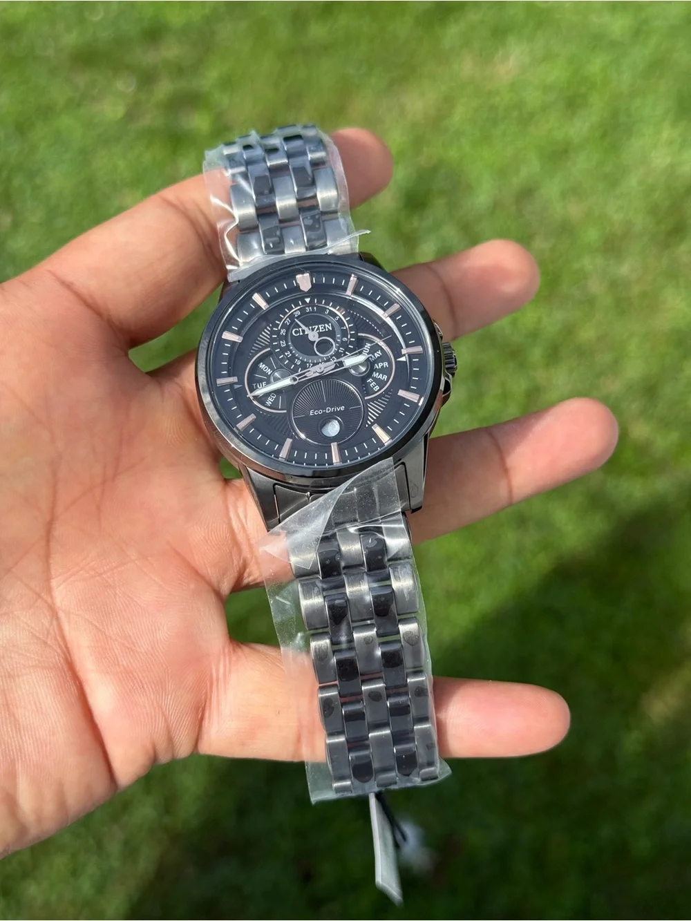 Citizen Calendrier Black Chronograph Rose Gold Multi-Function Eco-Drive Watch